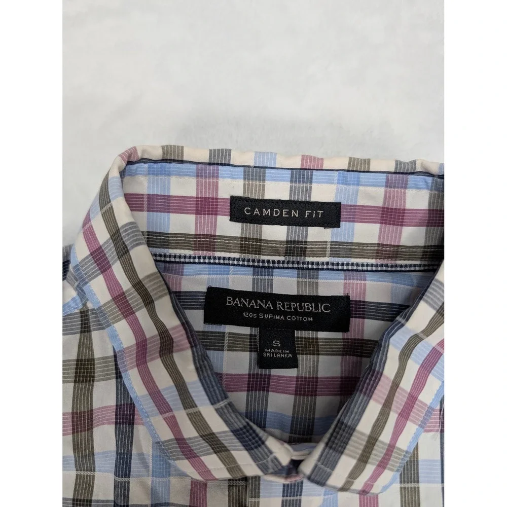 Banana Republic Camden Fit Mens S‎ Plaid Long Sleeve Button Down Shirt Cotton